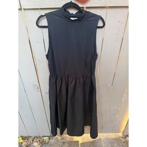 Ava & Viv Womens XXL Black Mock Neck Sleeveless Mixed Media Midi Dress Pockets